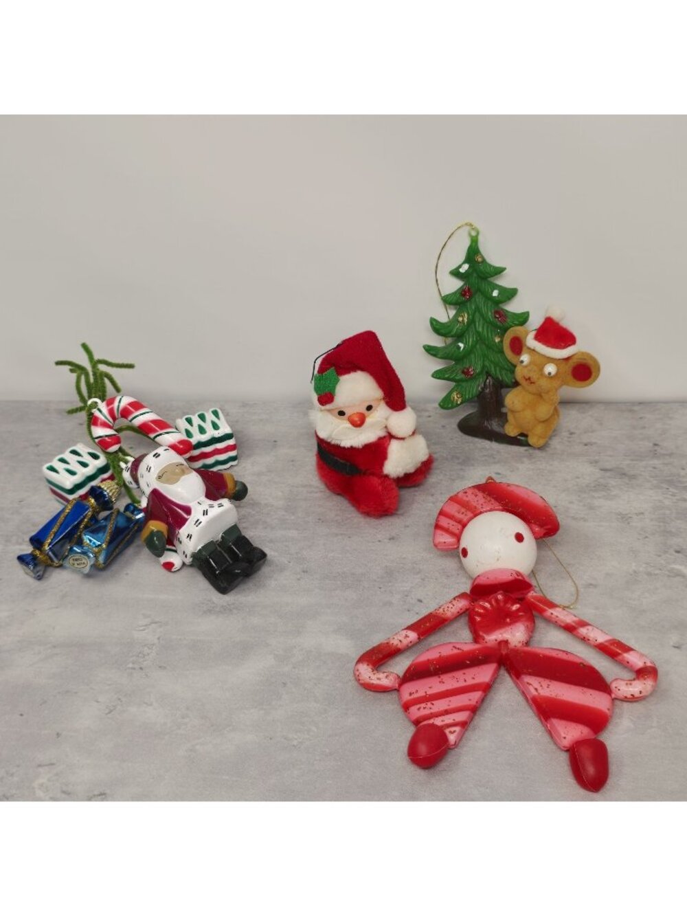 Vtg Kitschy Christmas Ornaments Flocked 1960s-1990s Mr Christmas Dakin Huggie
